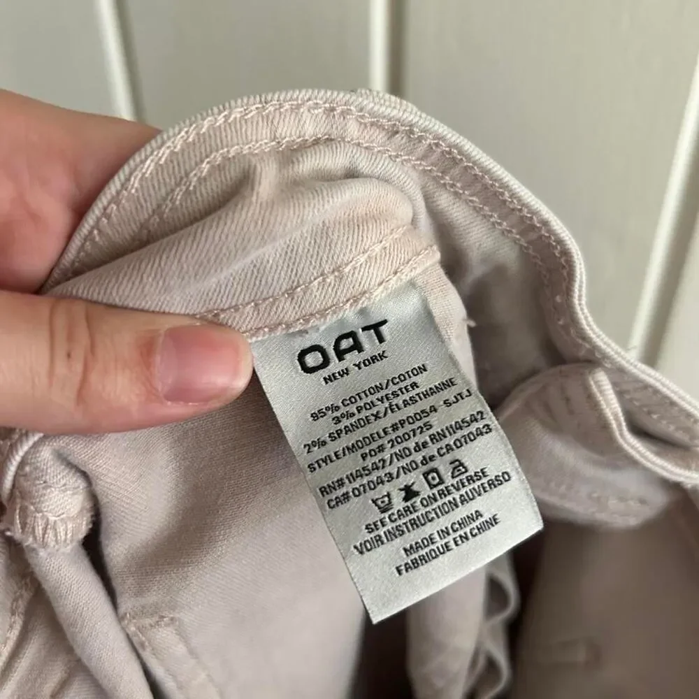 Oat Wide Leg Jeans with frayed hem and square pockets size 10